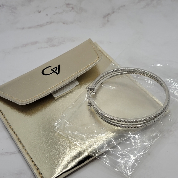 Genevive Silver Hoops earrings - Picture 3 of 3